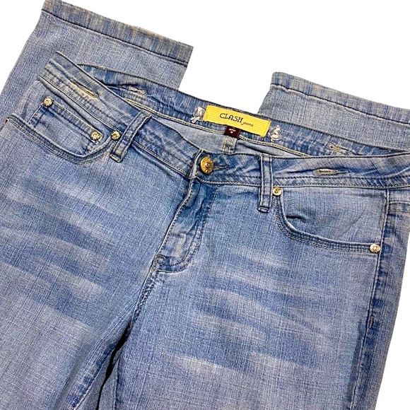 1990s Light Blue Wash Denim Jeans, Boot Cut/ Straight Leg Denim Pants,Blue Jeans - Picture 8 of 15